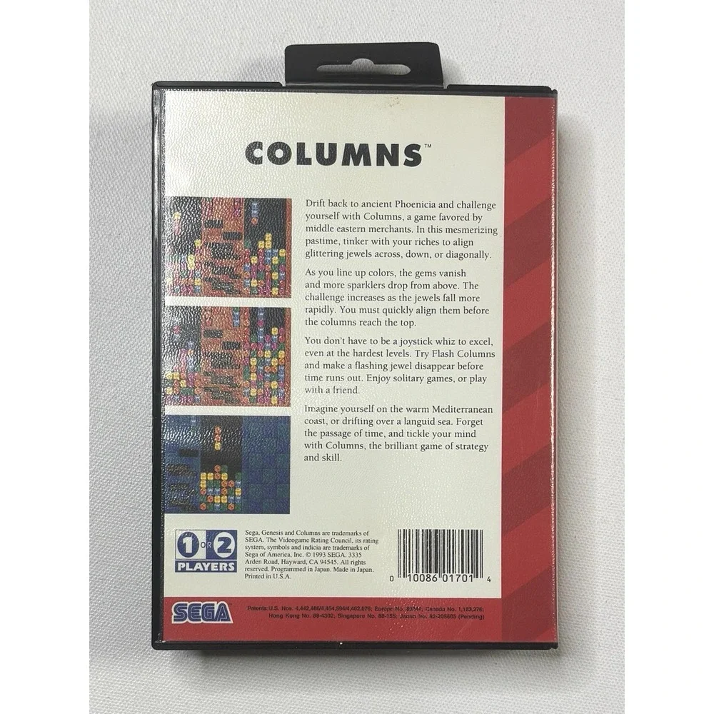 Columns Sega Genesis 1993 Video Game Vintage Sega Classic